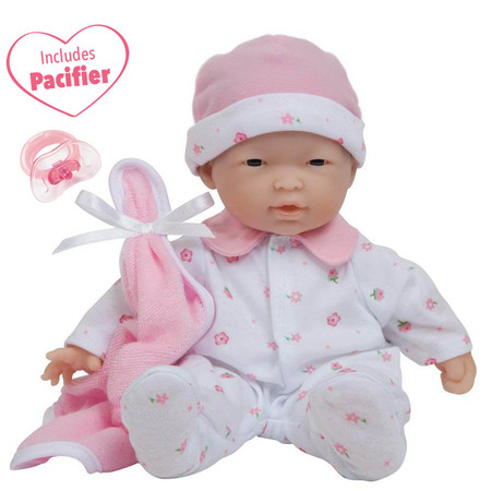 JC TOYS La Baby Soft 11in. Baby Doll, Pink with Blanket, Asian 13109